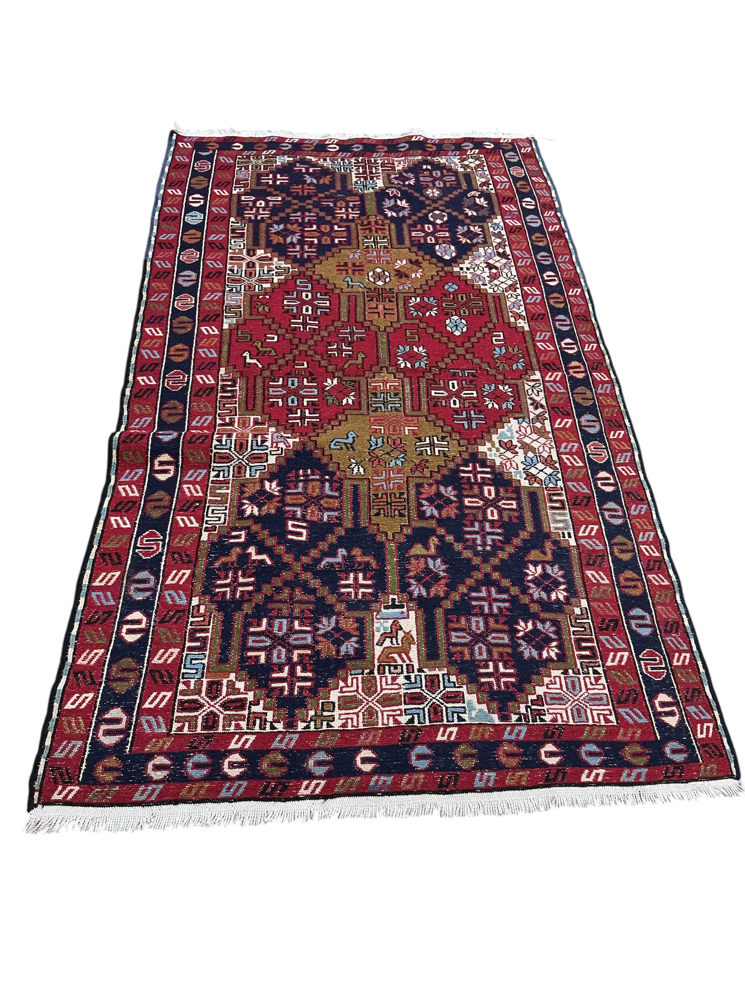 A Soumak geometric rug, 200 x 115cm